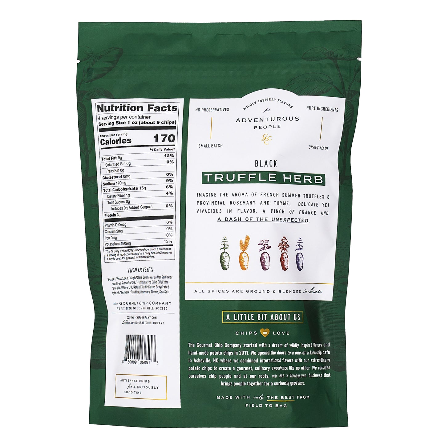 Black Truffle Herb Thick Cut Potato Chips - Case of 12